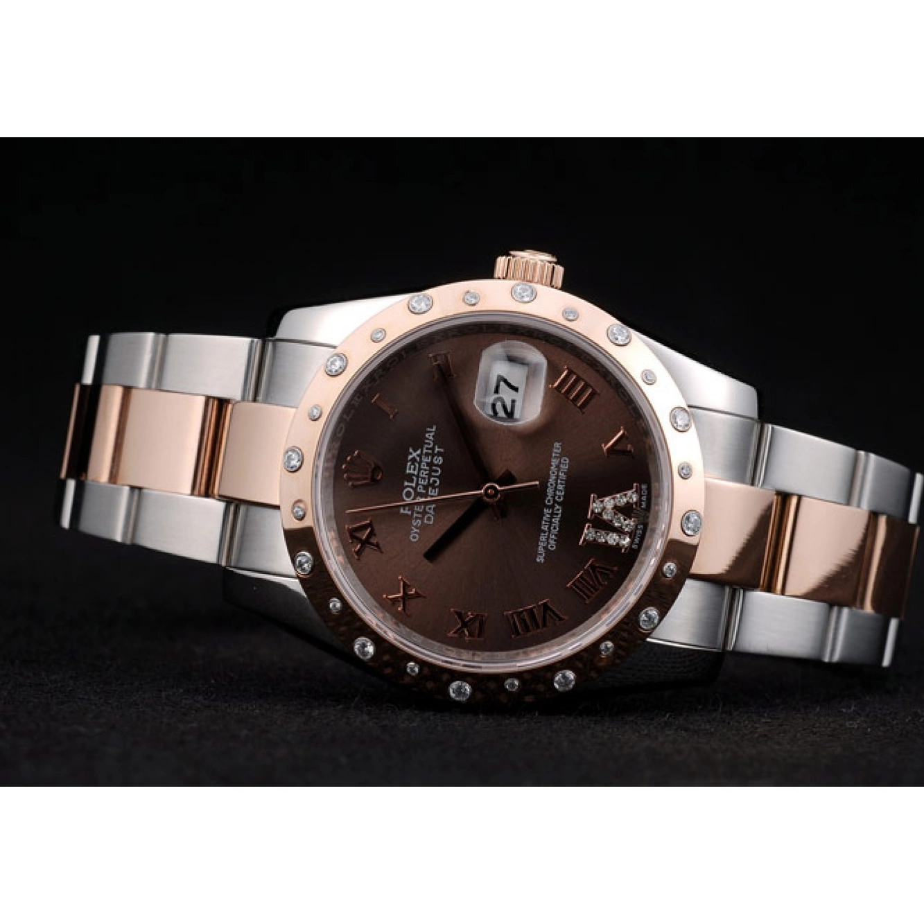 Good Copy Rolex Watches Brown DateJust Stainless 41994 Dial Case Diamond Plated Rolex Steel Brushed 0614